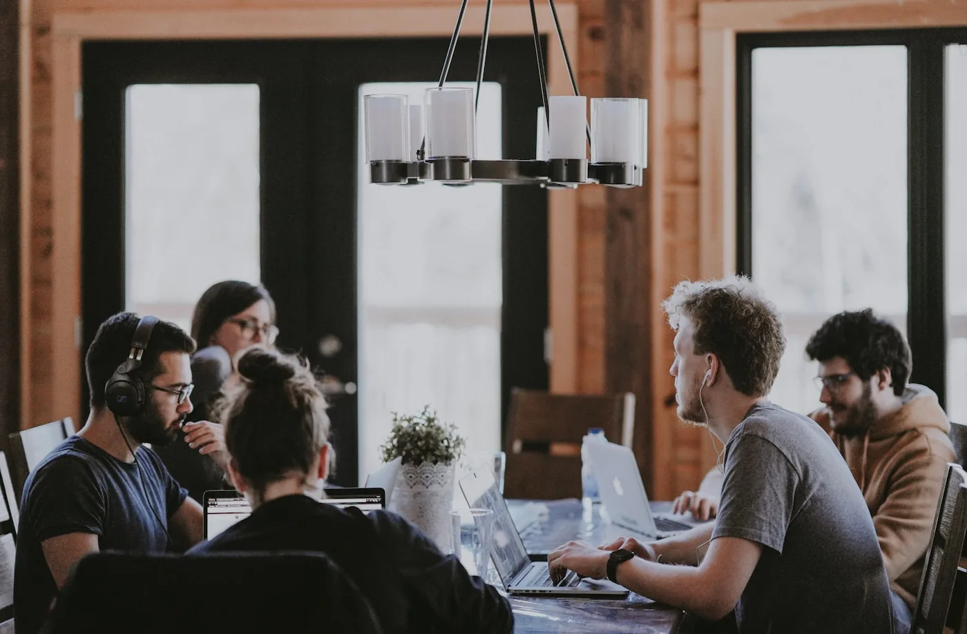 Business team working together in a modern office